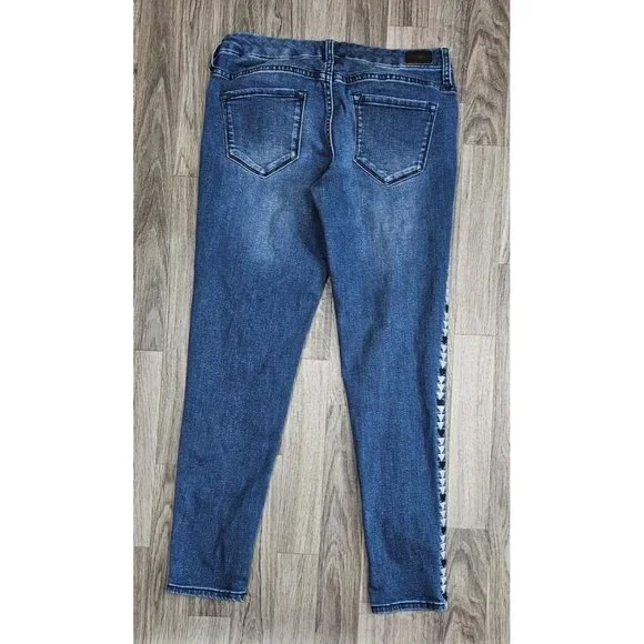 Dear John Women Size 27 Joyrich Comfort Skinny Distressed Embroidered Blue Jeans - Picture 2 of 12